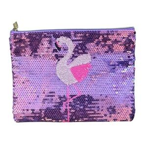 Tarte Flamingo Sequin Pouch with Gold Zipper